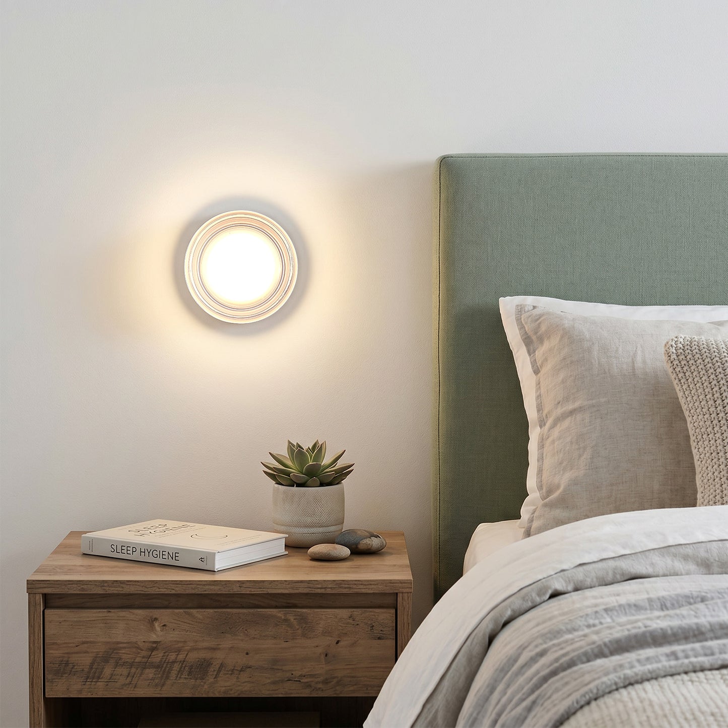 White LED Wall Sconce - Indoor Outdoor Round Glass Light for Living Room Bathroom Porch
