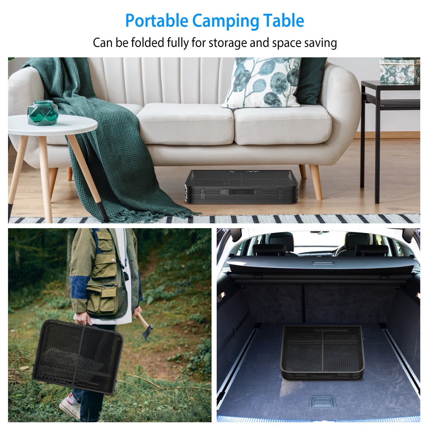 Foldable Camping Table - Adjustable Height, 88lbs Capacity