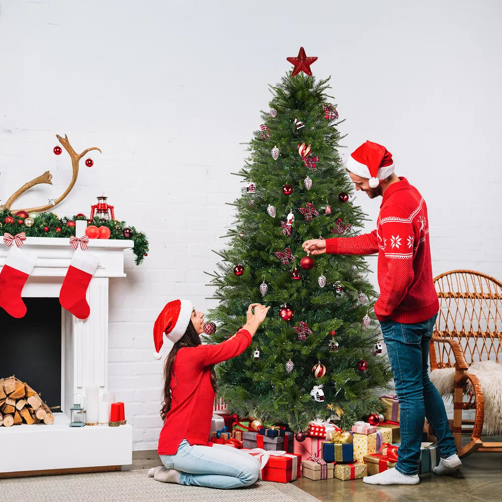 7.5 FT Artificial Christmas Tree with 400 Warm White LED Lights