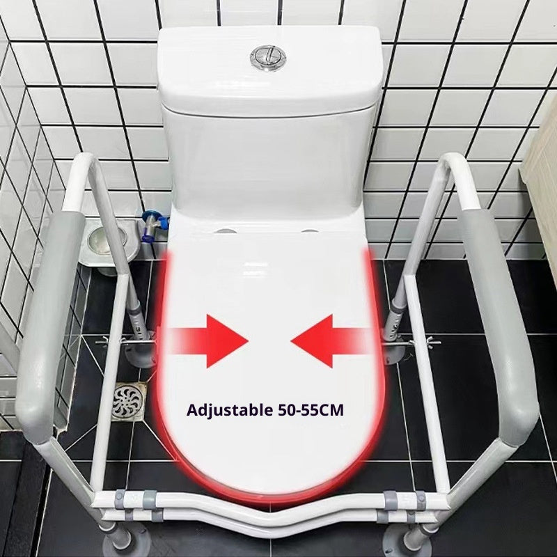 Punch-Free Toilet Armrest Safety Rail with Double Suction Cups - White