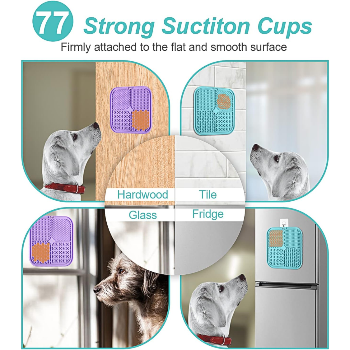Pet Chew Toy Lick Mat for Dogs & Cats - Slow Feeder with Suction Cups, Anxiety & Boredom Relief, Multicolor