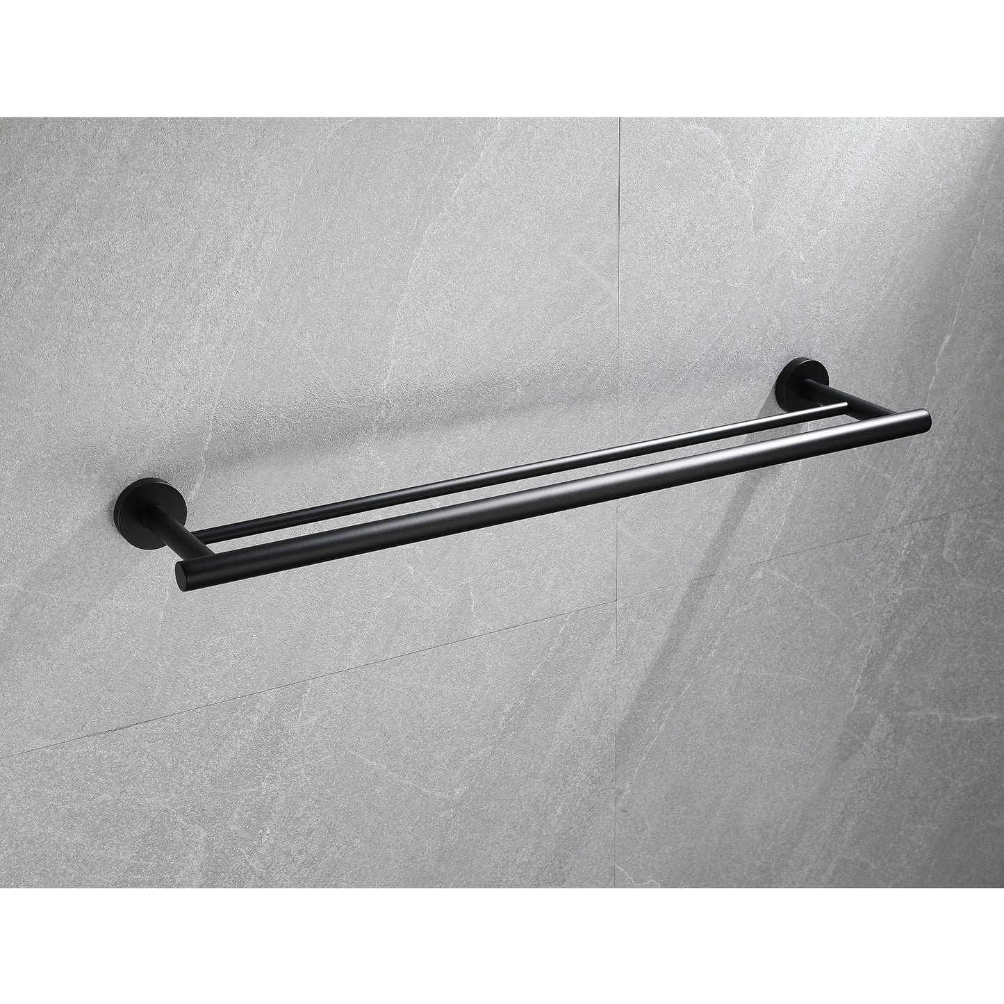 23.6-Inch Wall Mounted Towel Bar - Matte Black Stainless Steel