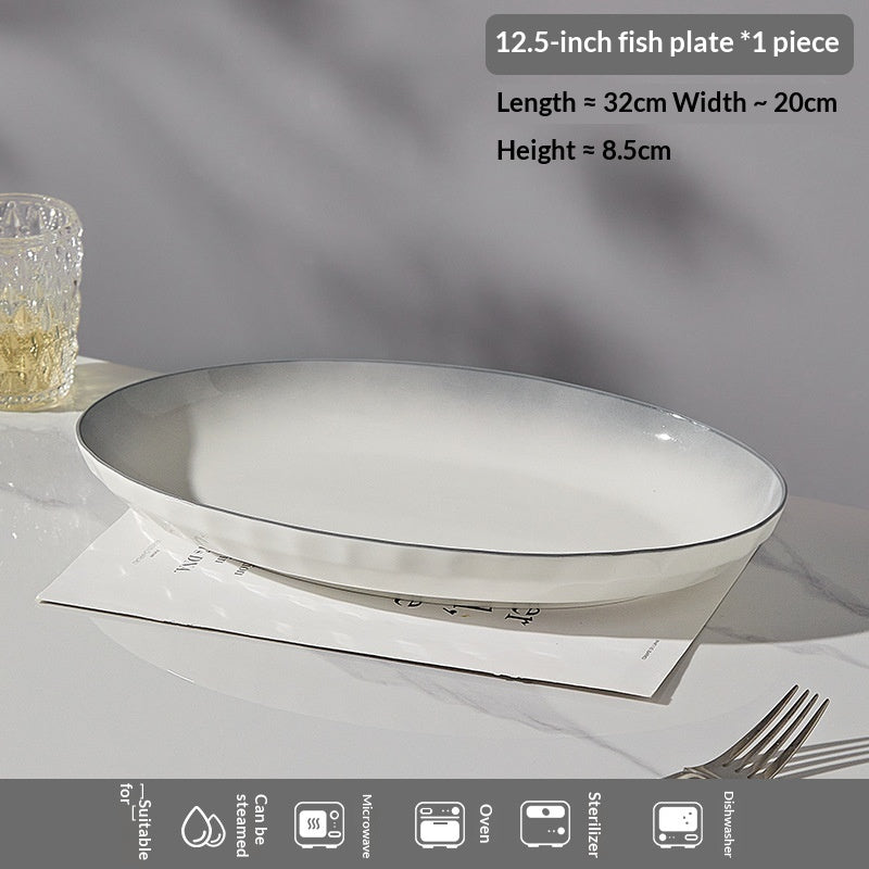 Gray Ceramic Bowls and Dishes Set for Kitchen Dining