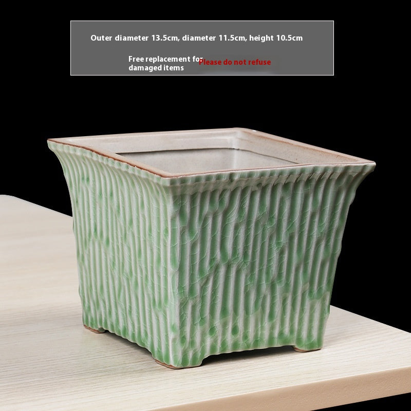 Ceramic Succulent Flowerpot with Ge Kiln Design for Indoor & Outdoor Plants