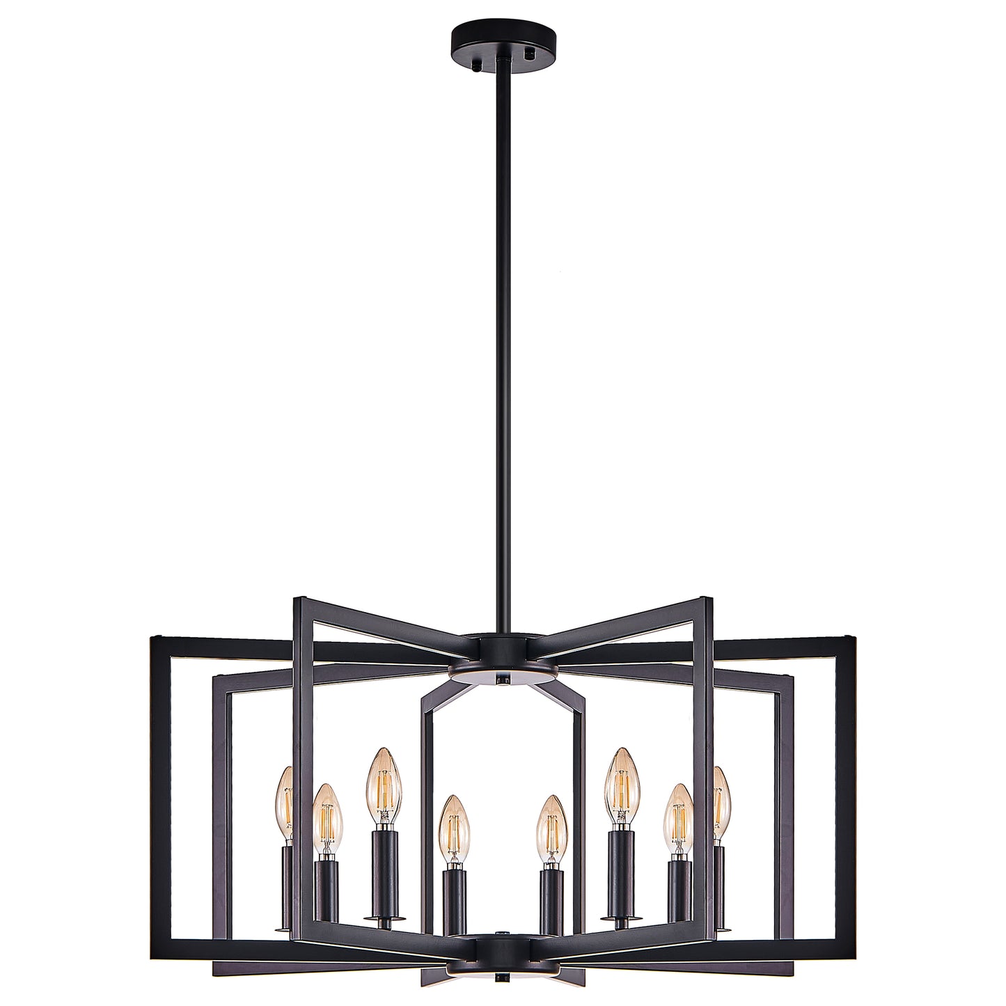 27-Inch Modern Black Geometric Pendant Light Fixture for Living Room Kitchen