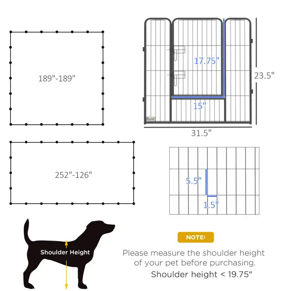 Pet Playpen with 24 Steel Panels, Configurable Enclosure for Small Pets