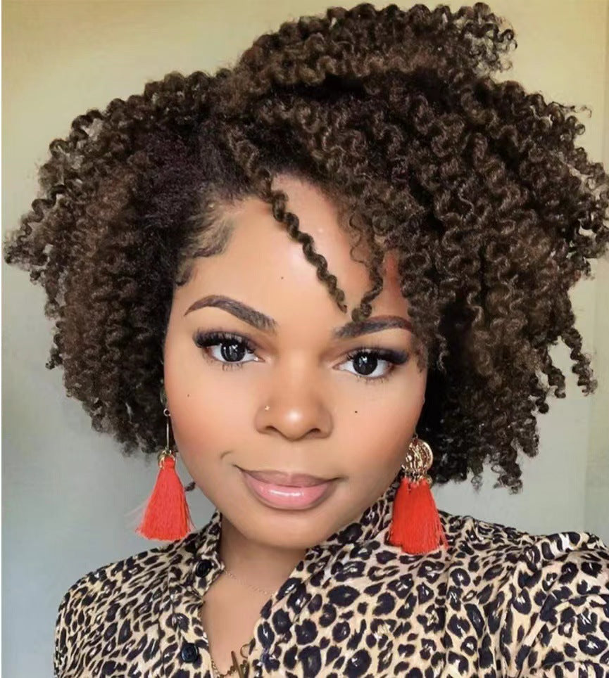 Women's Short Curly Synthetic Wig with Divided Style - Multiple Colors