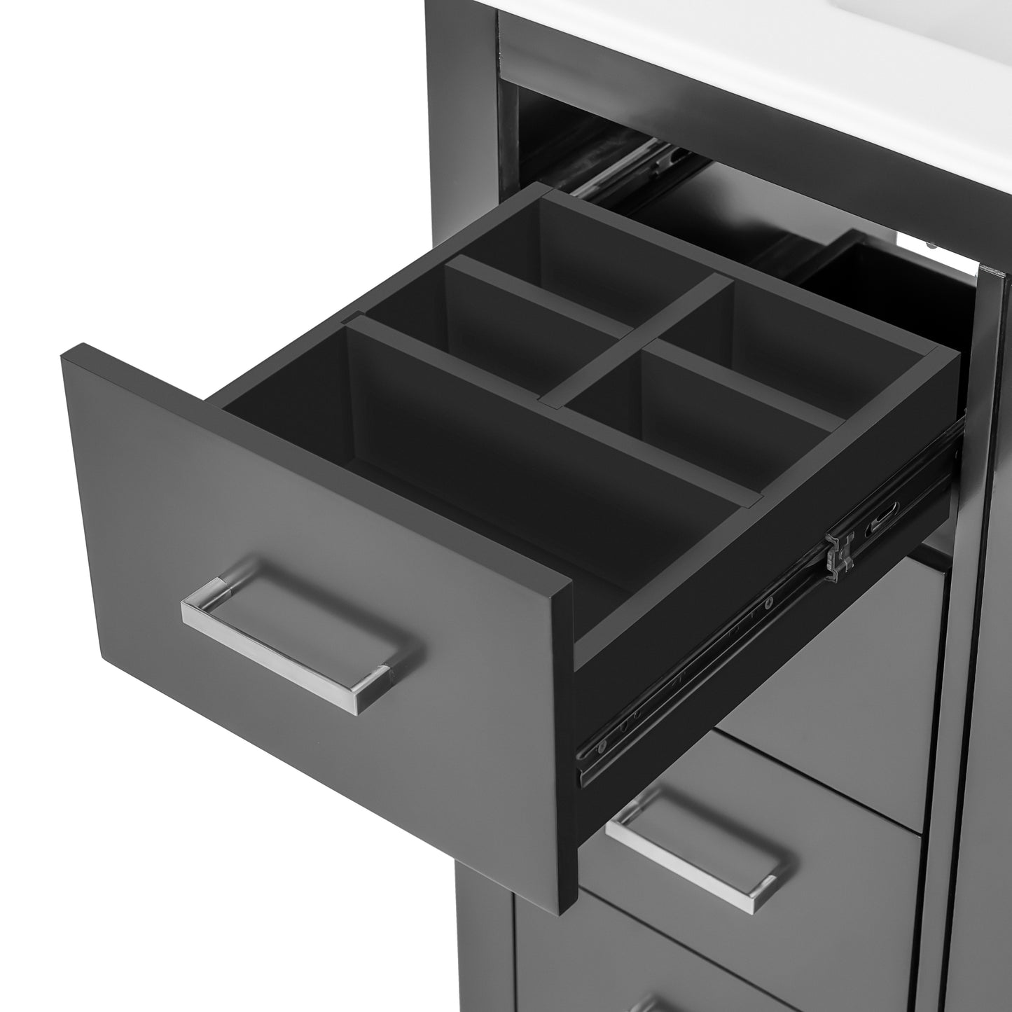 36-Inch Black Bathroom Vanity with Ceramic Sink & Soft-Close Drawers