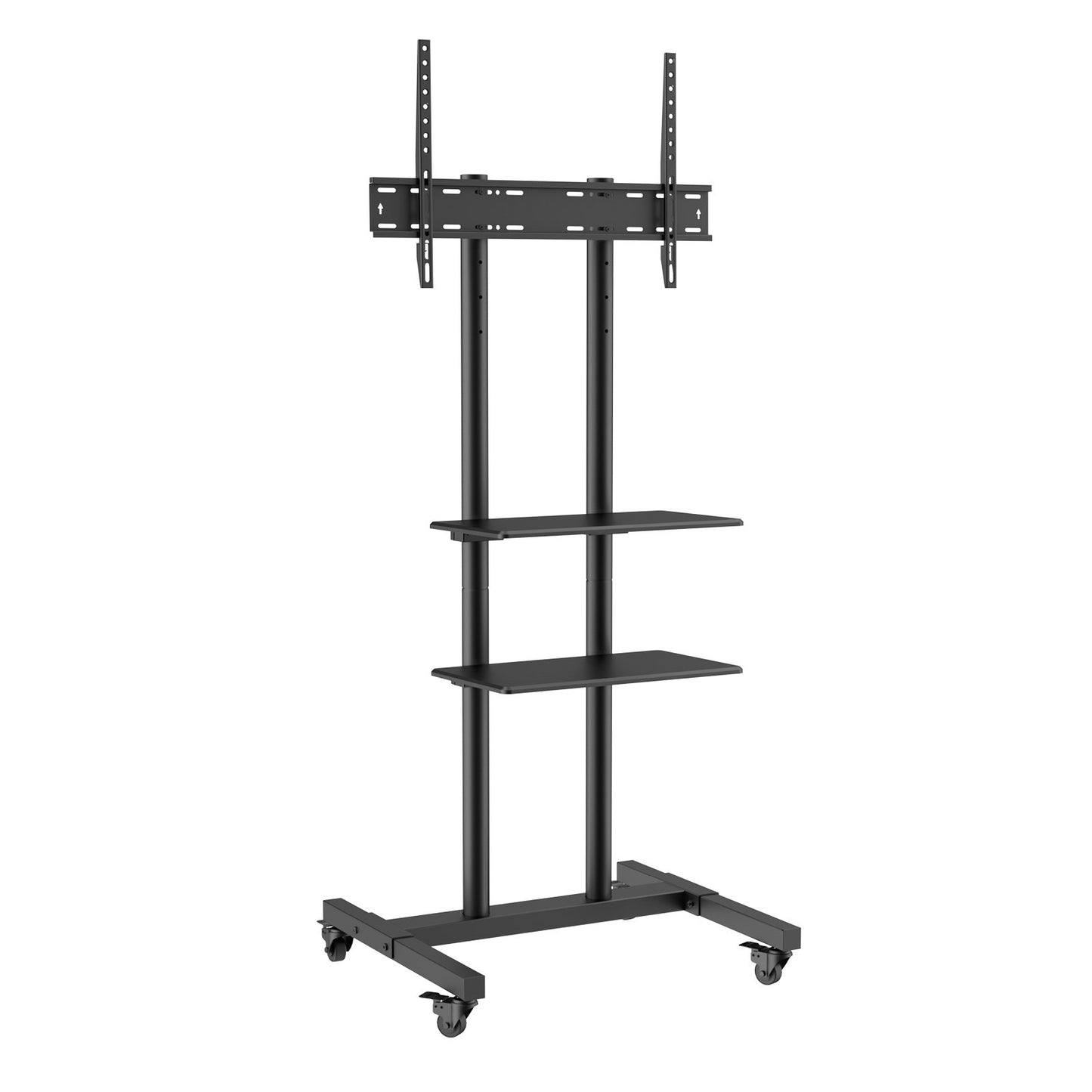 Mobile TV Stand with Wheels - Adjustable Height for 32-70 Inch TVs