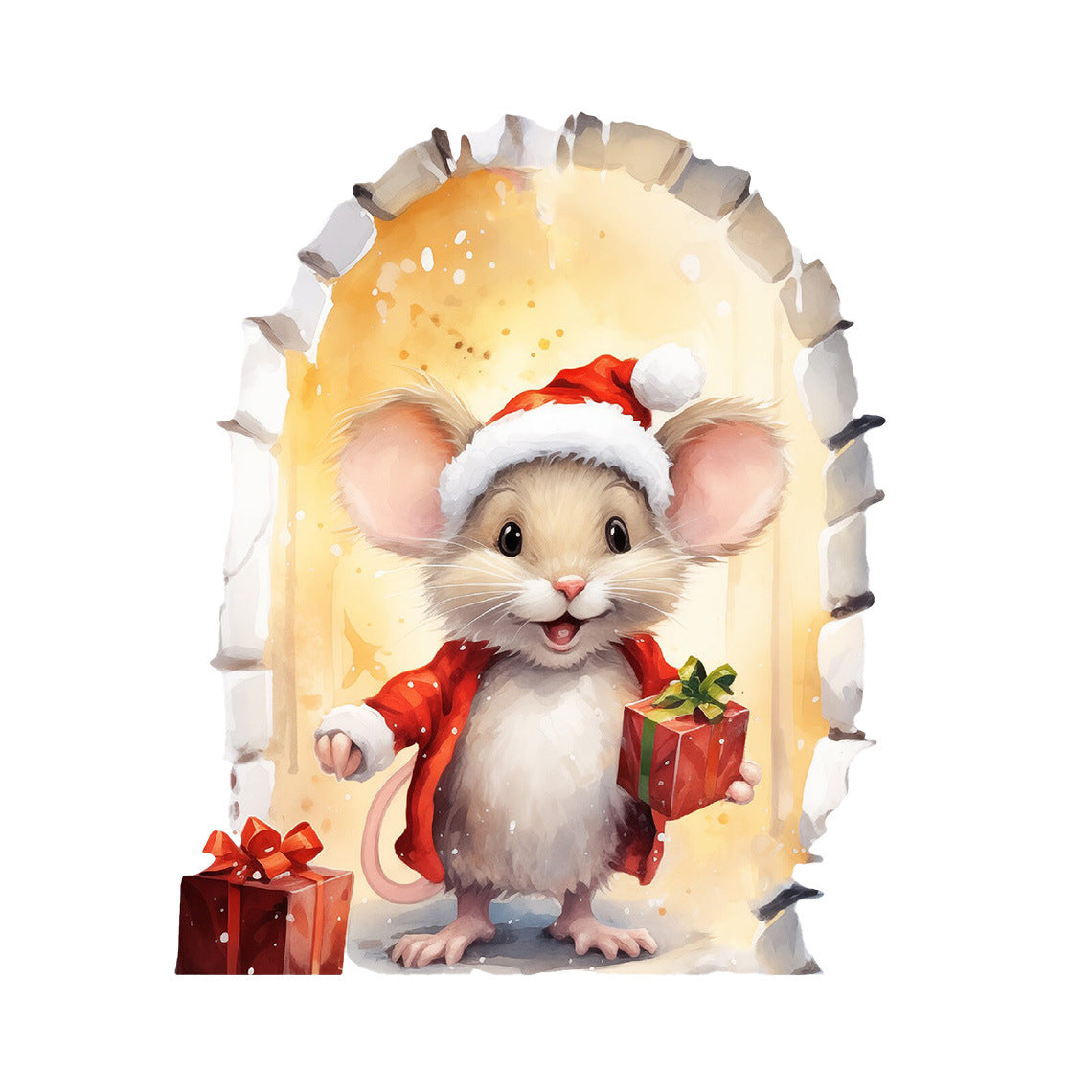 Christmas Cartoon Animal Mouse Hole Wall Sticker - Festive Decor for Home & Garden