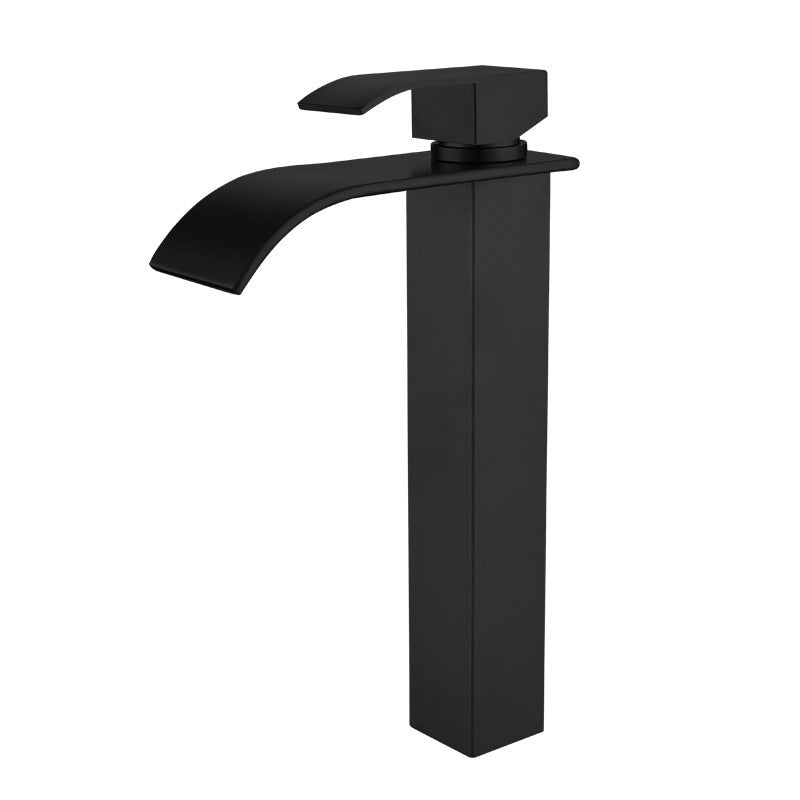 Waterfall Bathroom Sink Faucet Black Hot Cold Stainless Steel