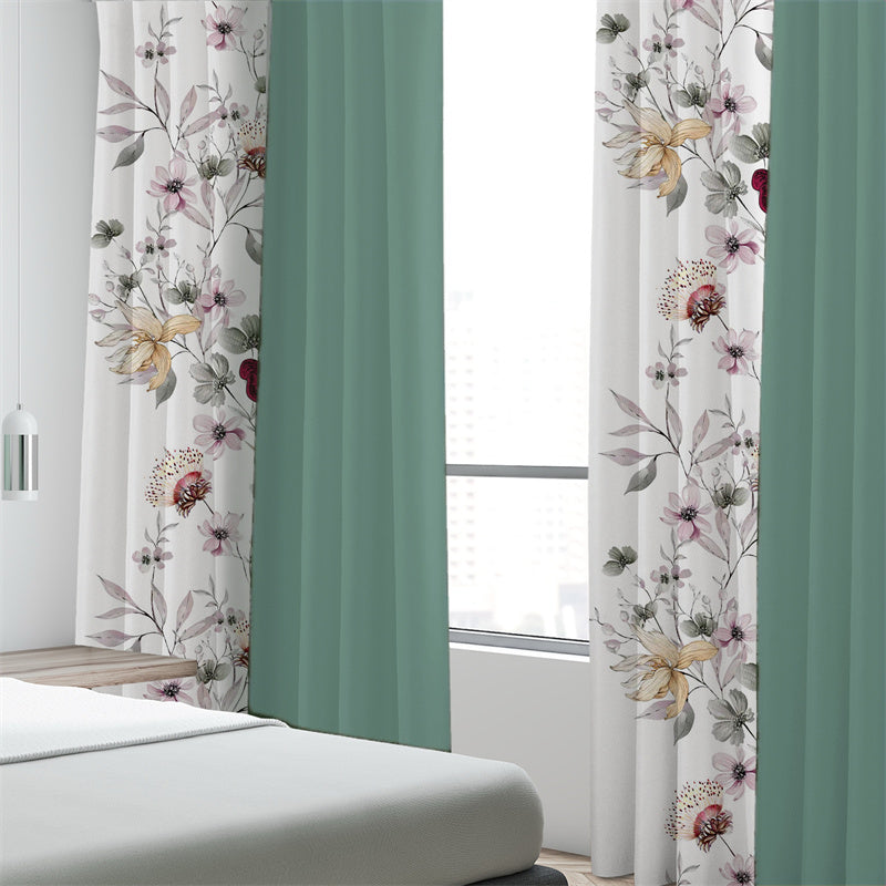 6-Piece Semi-Sheer Curtain Set with Botanical Floral Print