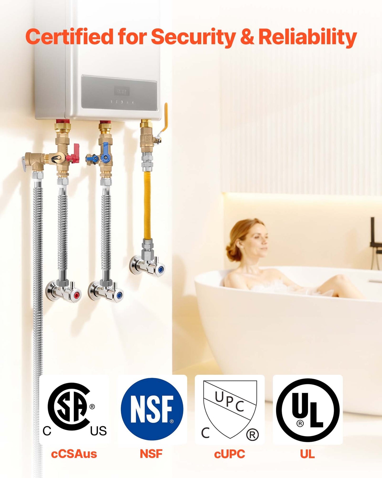 Water Heater Repair Kit with 3/4 Inch Valves and Hoses - Suitable for Tankless Systems