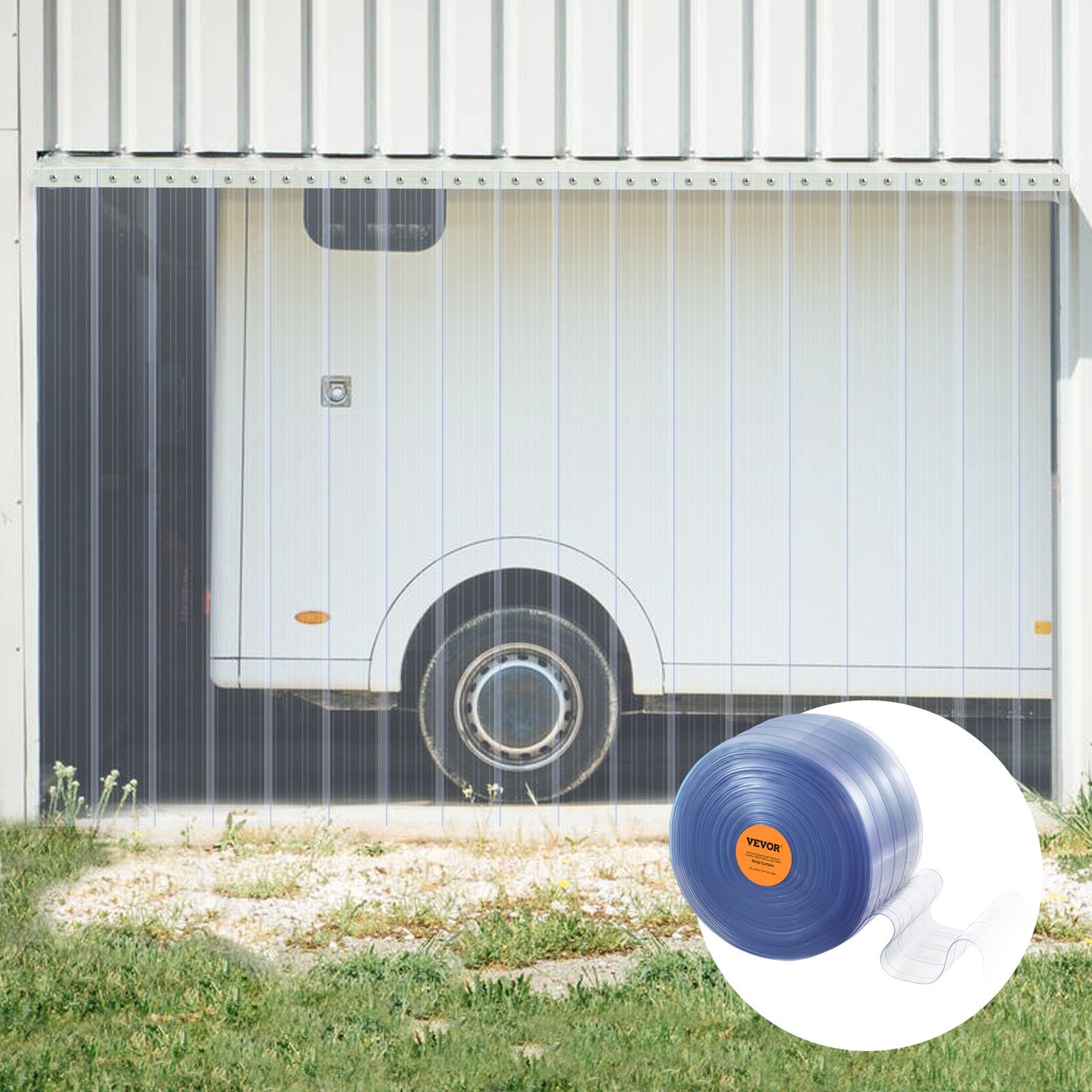 PVC Strip Curtain 150ft x 8in Clear Ribbed Plastic Door Strip Roll for Warehouses
