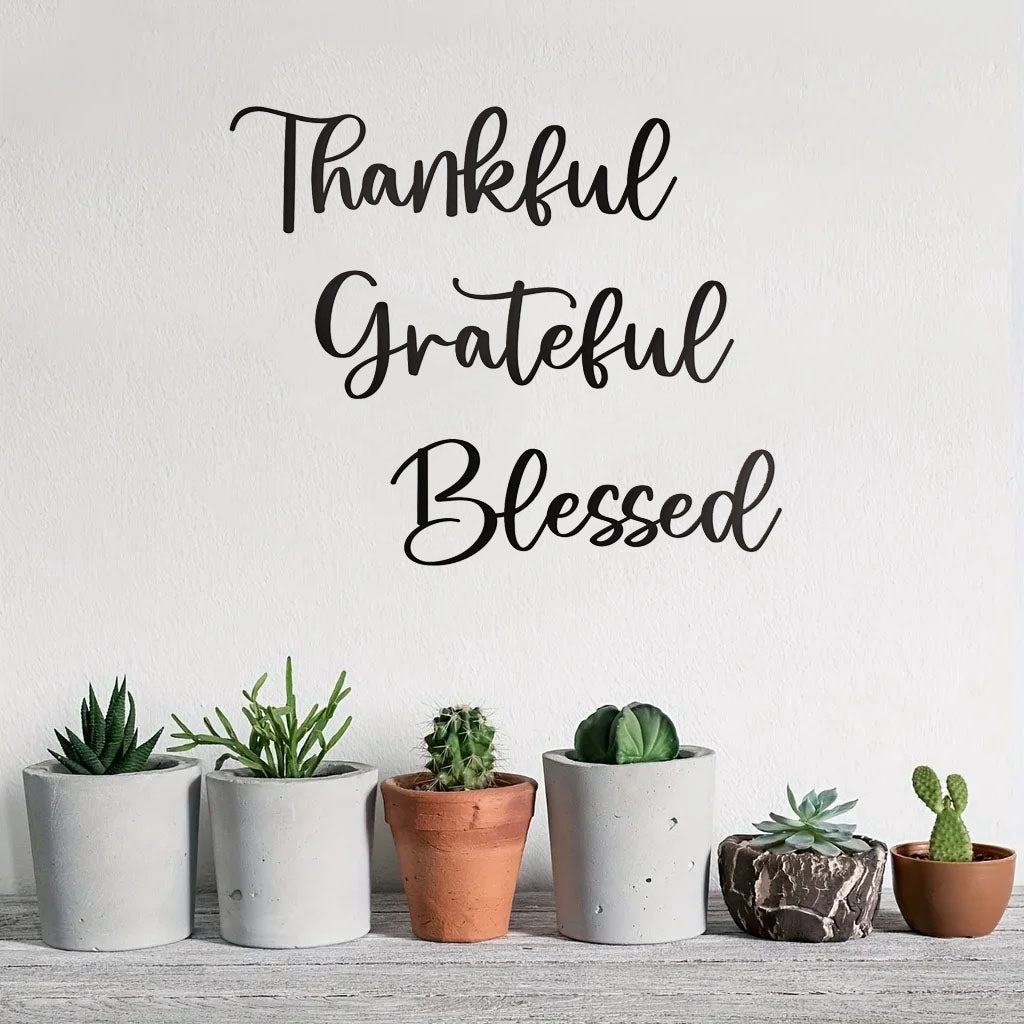 3-Piece Give Thanks Scripture Wall Art Set - Wrought Iron Decor