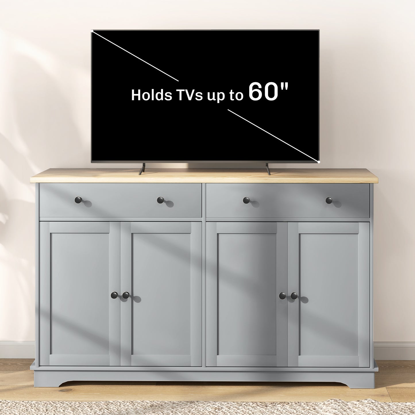 Modern Sideboard Buffet Cabinet with Storage Drawers - Gray