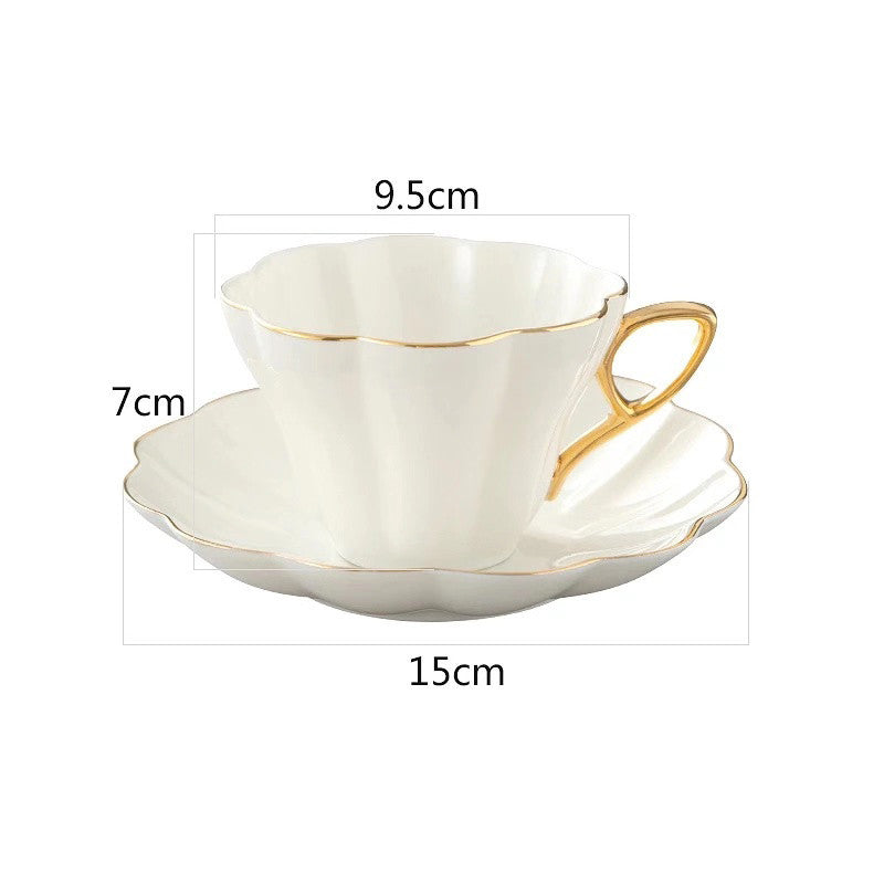 Hand-Painted Gold-Rimmed Coffee Mug - White, 101-200ml, Gift-Ready