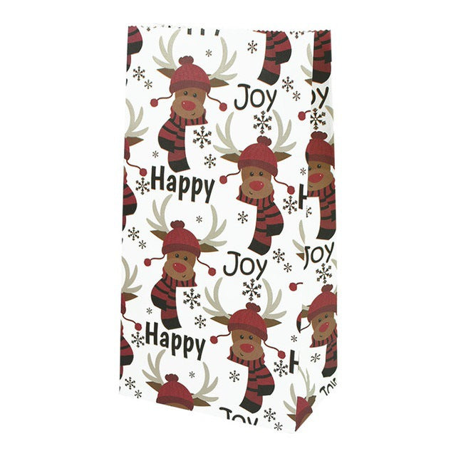 Christmas Printed Kraft Paper Candy & Biscuit Bags - Holiday Party Supplies