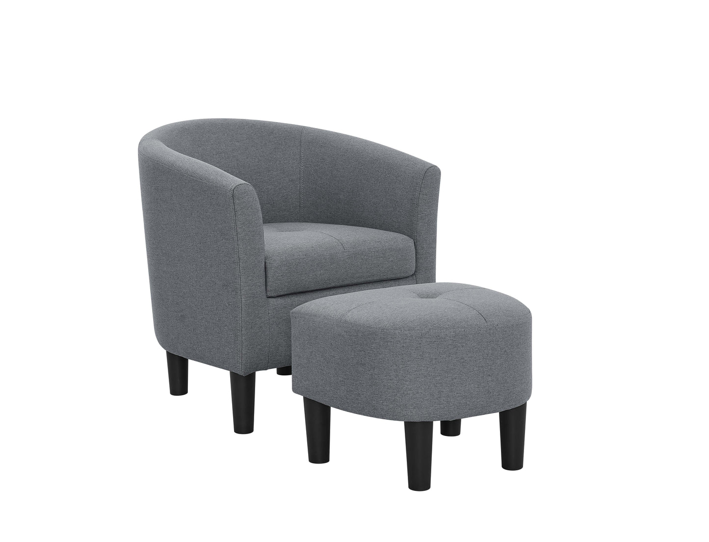 Gray Polyester Barrel Chair with Ottoman - 25.5" Wide