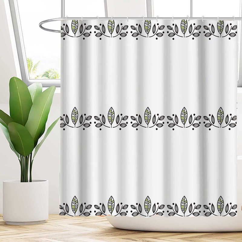 Waterproof Shower Curtain with Flower Pattern - Mildew-Resistant Bathroom Decor