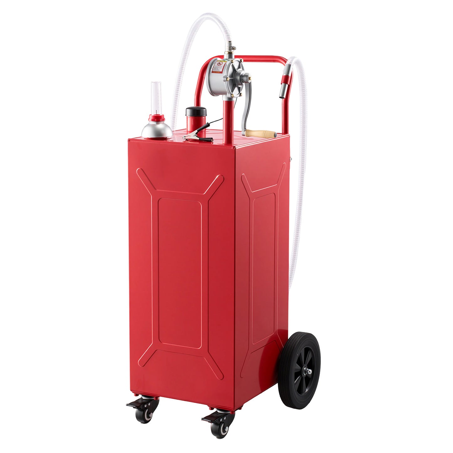 30 Gallon Fuel Gas Caddy with Manual Pump & Wheels - Portable Gasoline Diesel Tank
