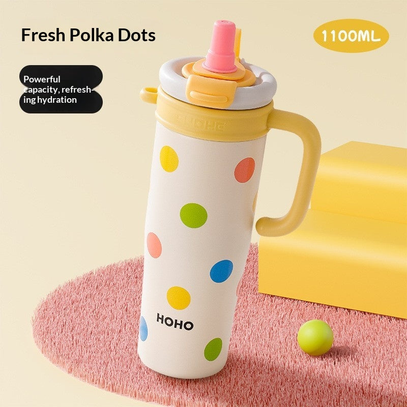 Large Capacity Thermal Insulation Cup with Straw - Stainless Steel Travel Mug