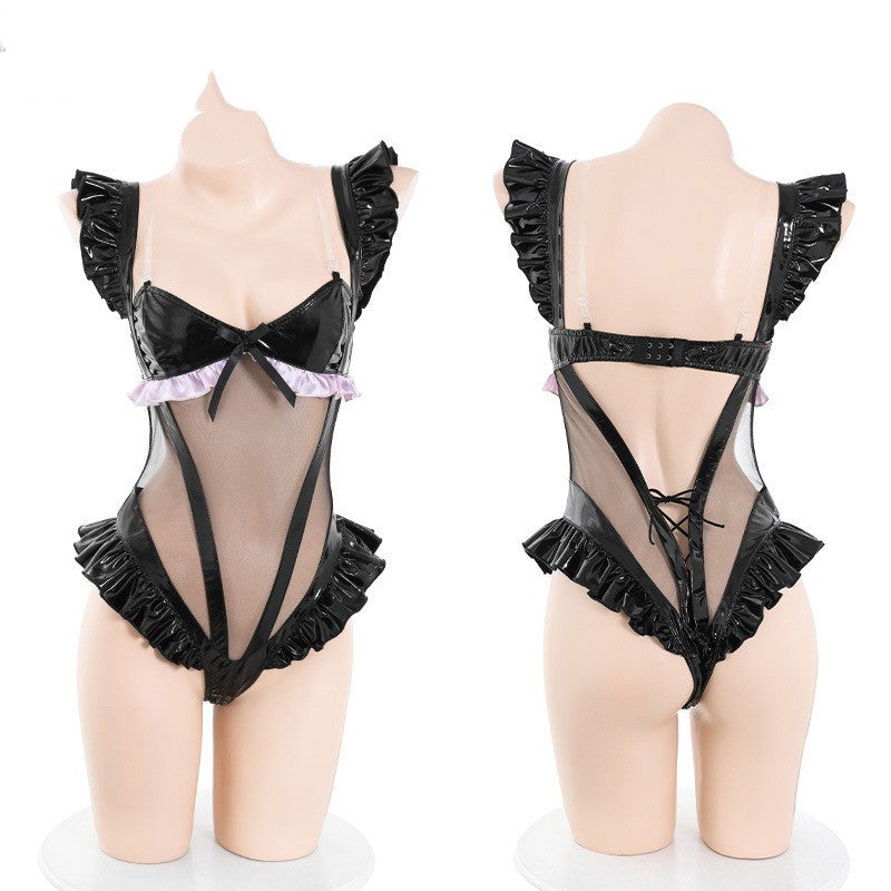 Erotic Lingerie Uniform Patent Leather Suit for Women - Passionate Costume