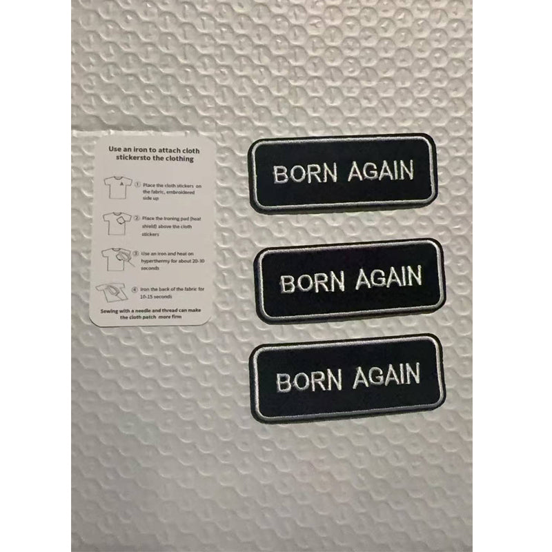 3PCS Embroidered Born Again Velcro Patches - Washable & Durable