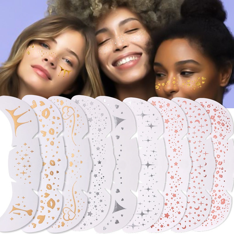 Freckle Tattoo Stickers Gold and Silver - Facial Skin Decor, 150x52mm, 1 or 6 Pcs
