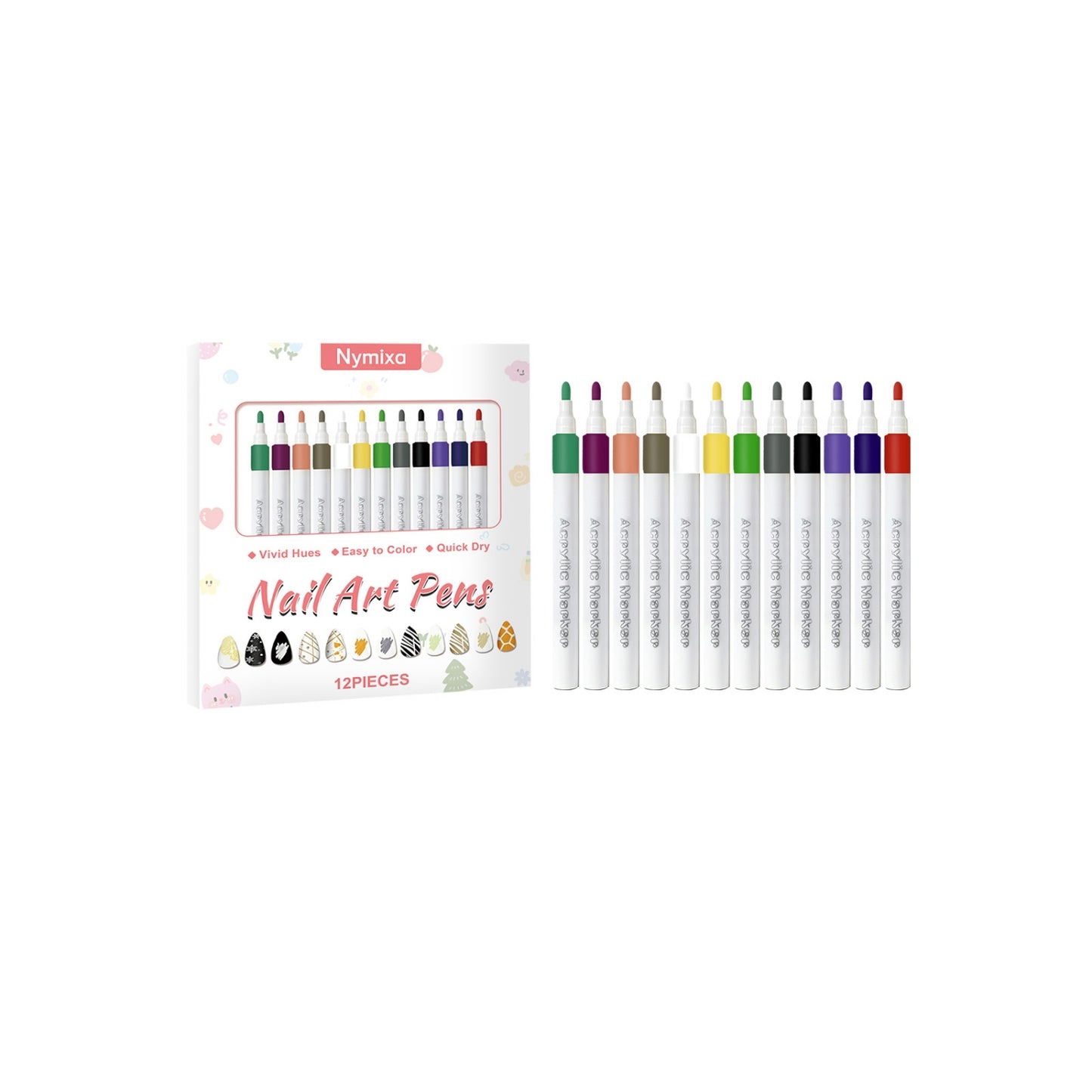 8-Piece Nail Art Pen Set for Manicure and Detailing