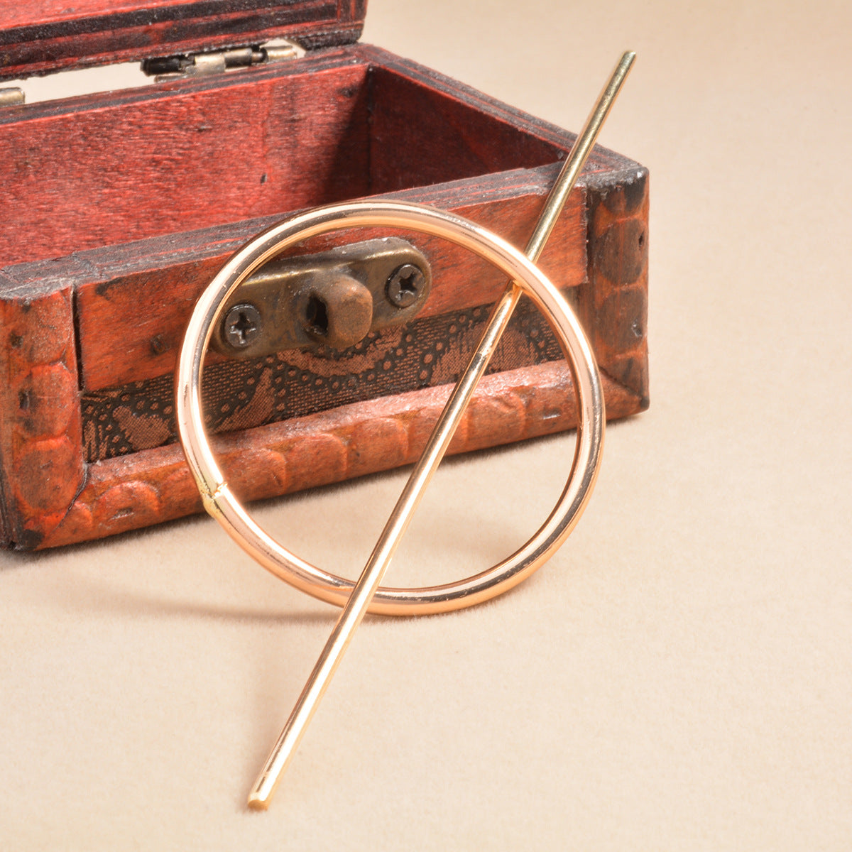 Ladies Geometric Circle Half Pull Hairpin - Gold & Silver Hair Accessory