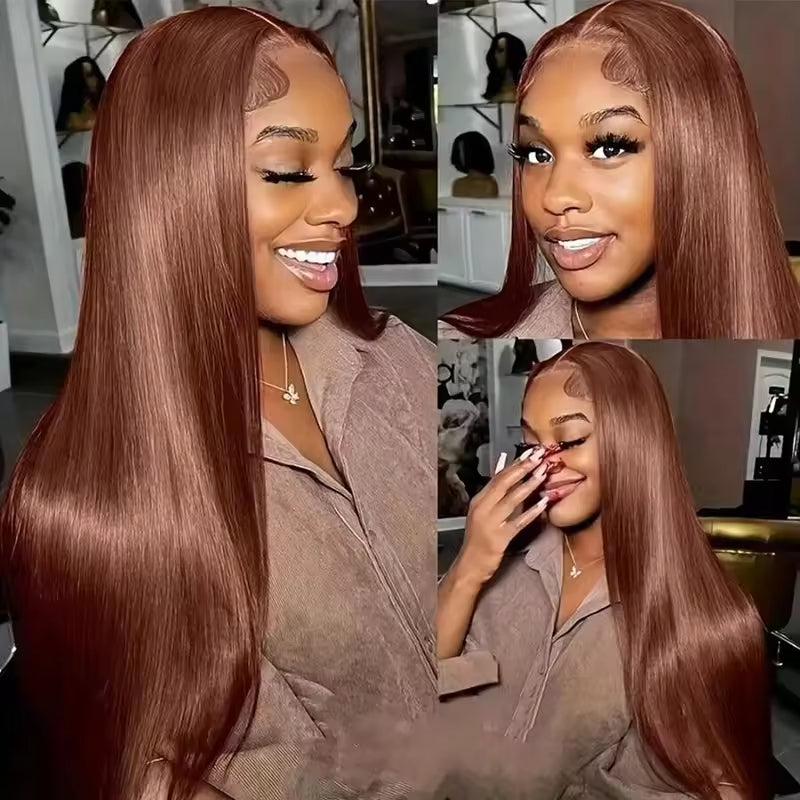13x4 HD Lace Front Human Hair Wig - Natural Brown Brazilian Virgin Hair