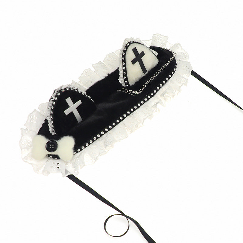 Goth Cat Ear Hair Band with Rivet Detail