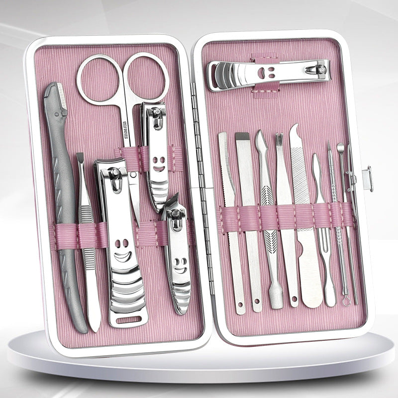 Manicure Tool Set with Nail Clippers and Nail Care Tools - Pink