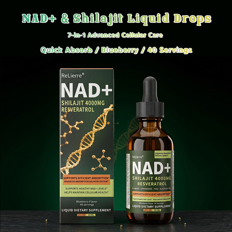 NAD+ Shilajit Liquid Drops with Resveratrol - 60mL Blueberry Supplement