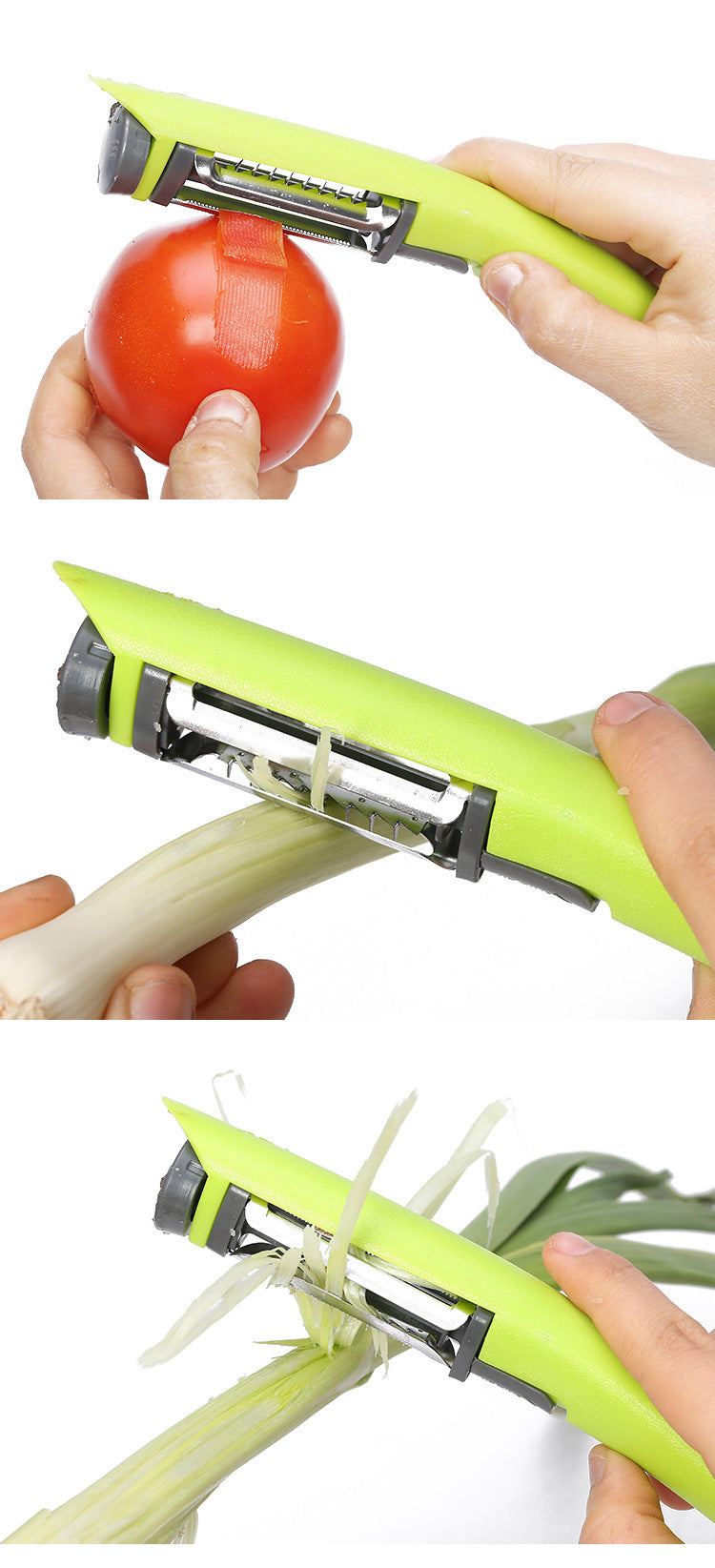 Three-in-One Rotary Peeler - Multi-Function Kitchen Tool in Green, Red, Blue