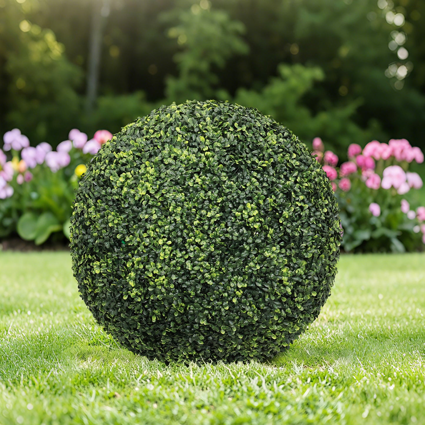 22.4-Inch Artificial Green Topiary Balls - Set of 2 for Outdoor Decoration