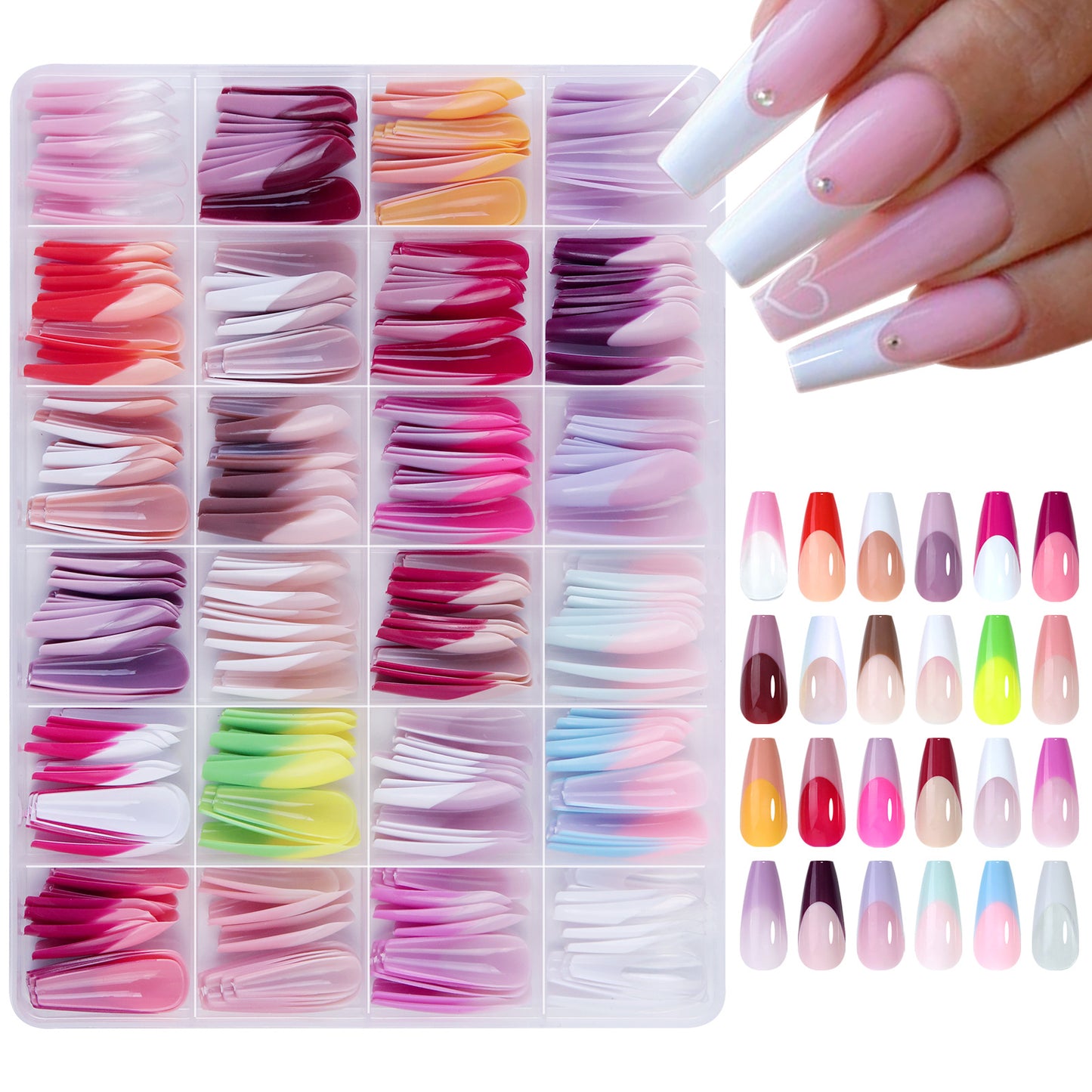 French Nail Stickers 288PCS Seamless Removable Nail Art Decals
