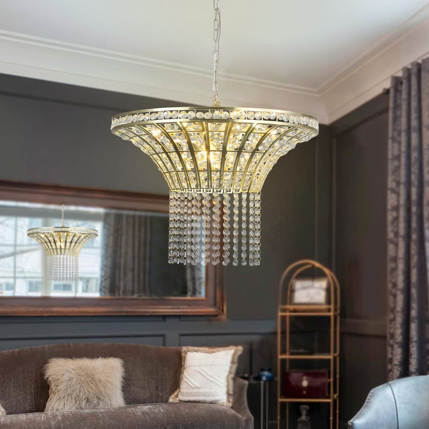 Crystal Waterfall Chandelier - 8-Light, 23.6" Wide