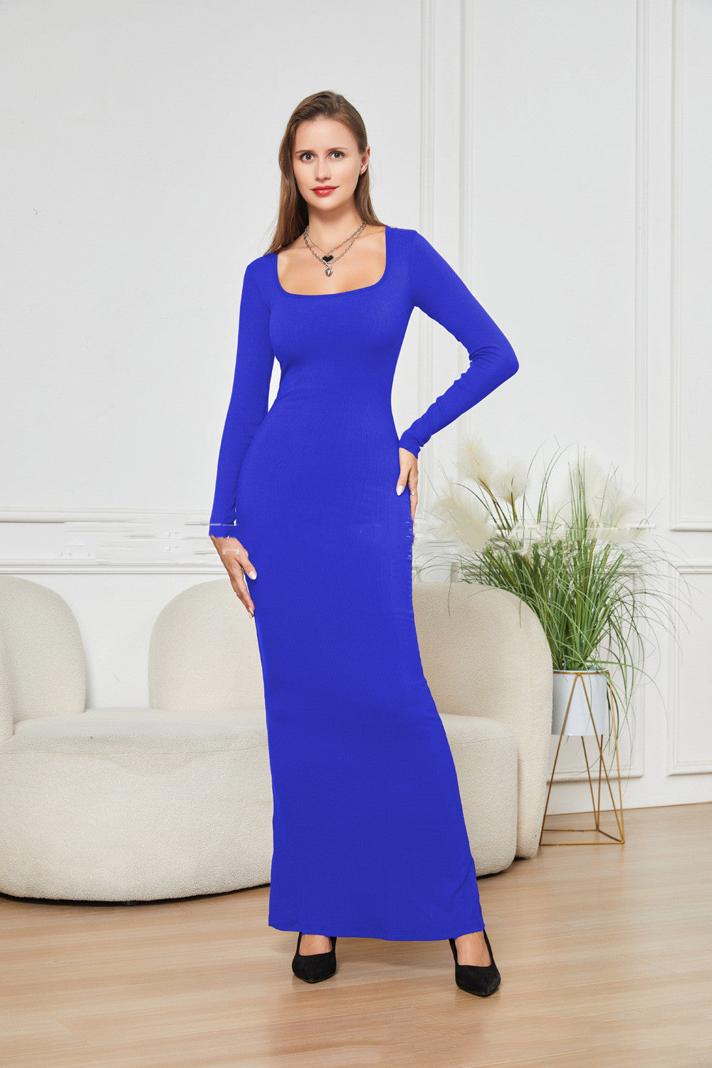 Double-Layer Belly-Contracting Hip Lifting Long Sleeve Dress