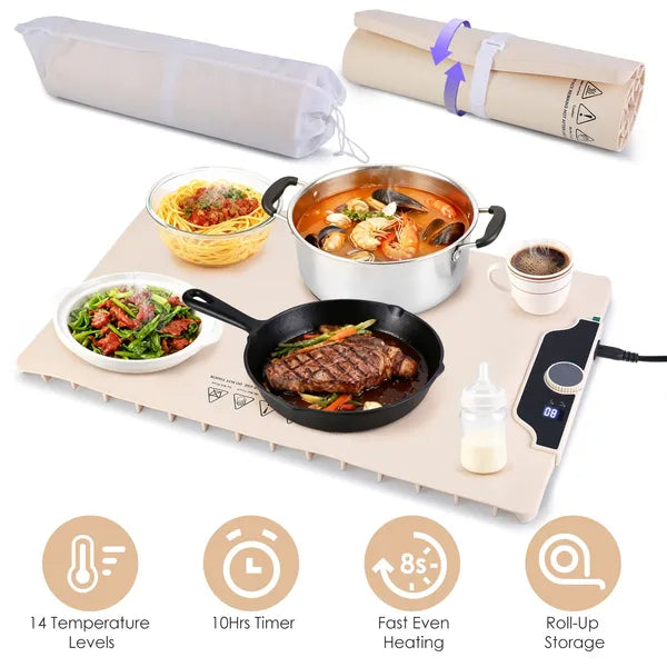 Electric Food Warming Mat - 23.6 x 15.8 Inch Silicone Heater