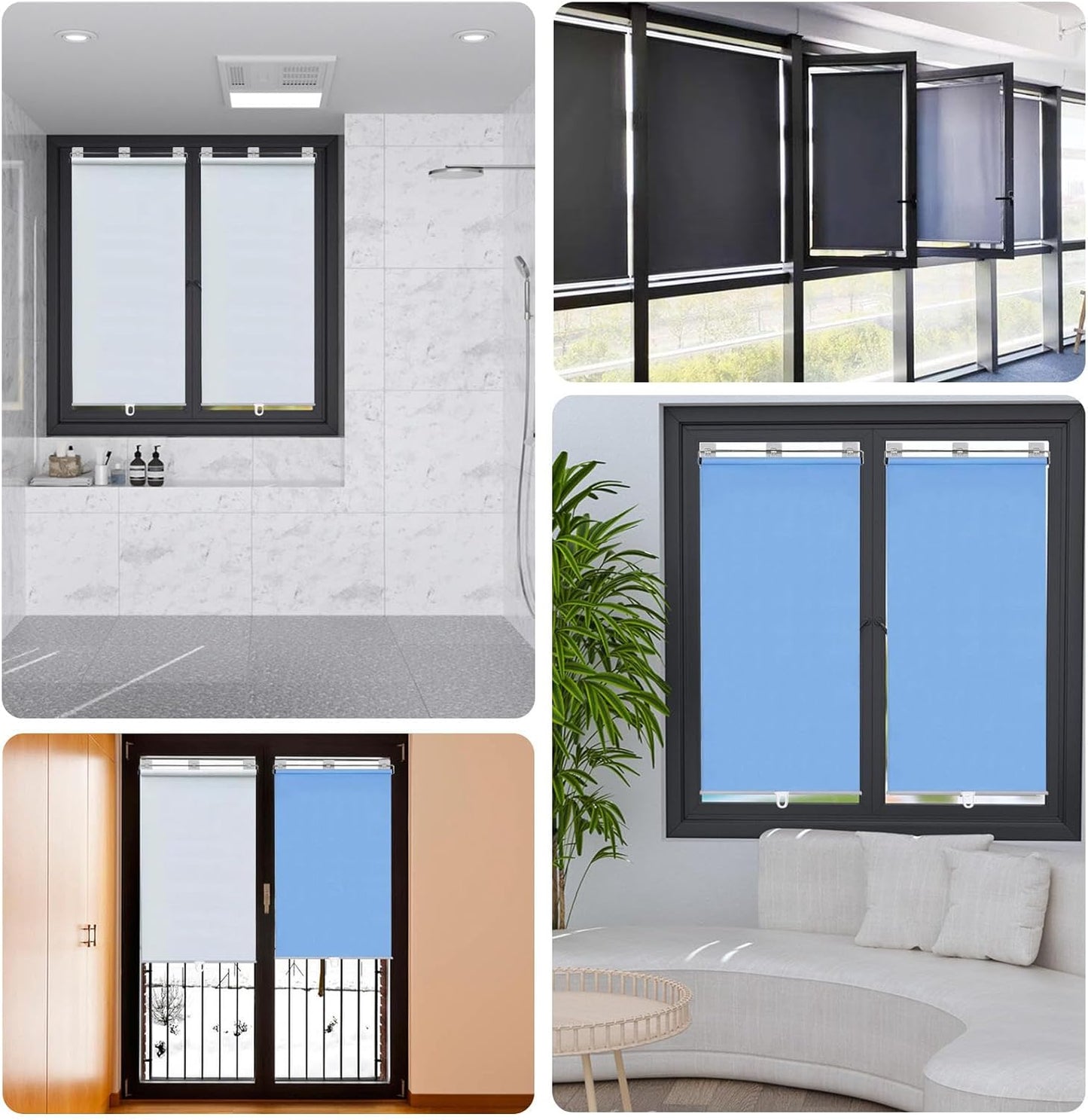 Retractable Blackout Roller Blinds - 2 Pack with Suction Cups