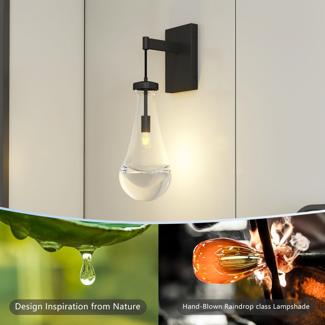 Modern Black Raindrop Wall Sconces - Set of 2 Dimmable Lighting