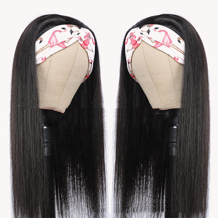 Human Hair Straightening Headband and Cover - Black, 8-14 Inch Variants