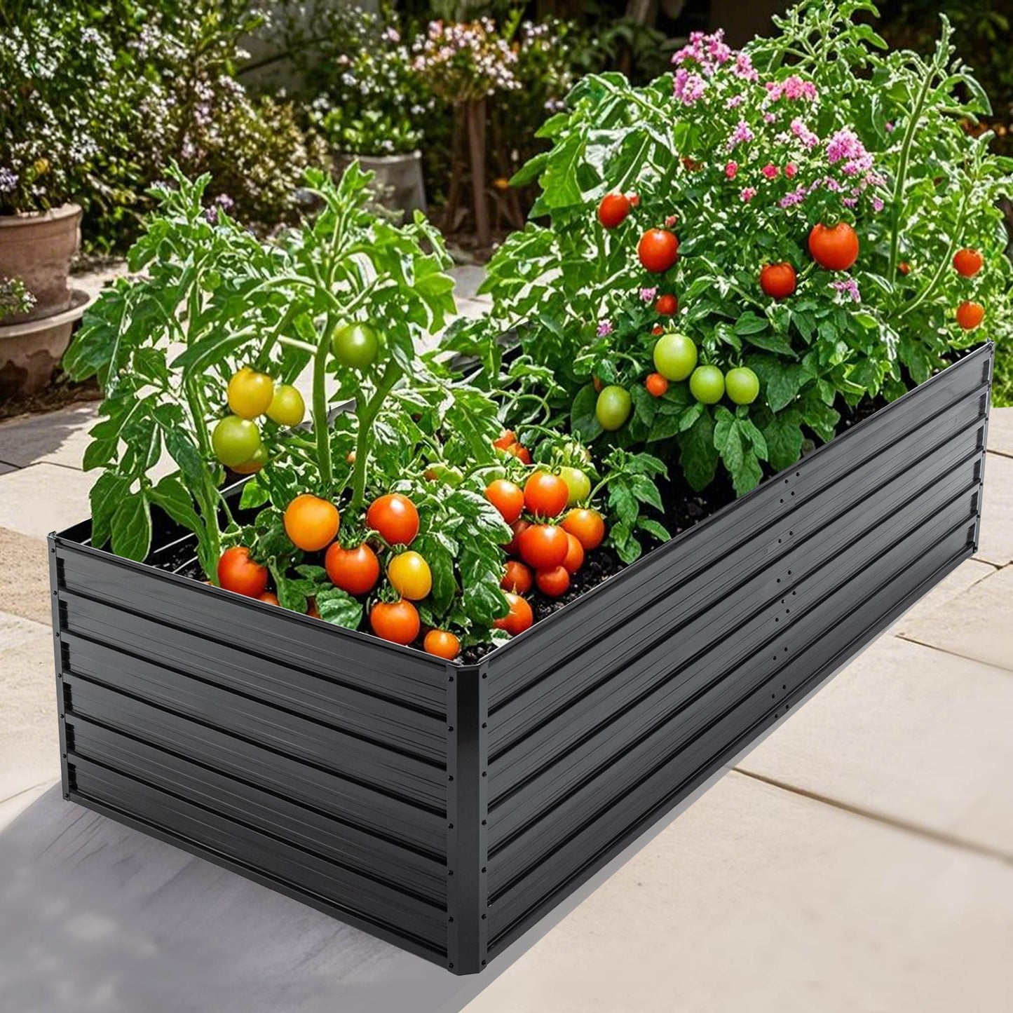 Galvanized Raised Garden Bed Kit for Vegetables Herbs and Fruits - Outdoor Planter