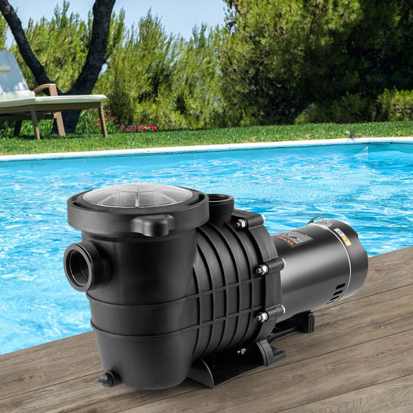 1HP Above Ground Pool Pump with Filter Basket - 80 GPM, 110V/240V, Black
