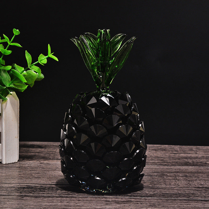 Black Crystal Pineapple Ornament - Modern Gift Decoration for Home & Events
