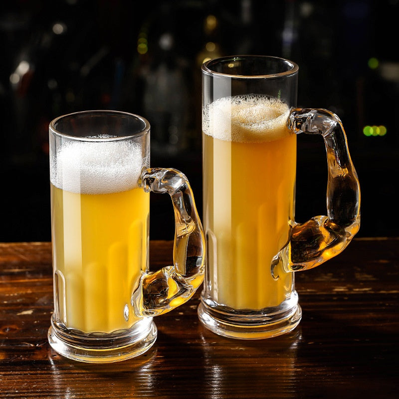 Modern Thick Water Glass with Handle - Capacity 401-500ml, Creative Drinkware