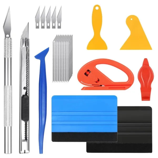 Car Window Tint Film Application Kit with Squeegees, Scraper, Wrap Knife & Magnetic Holders