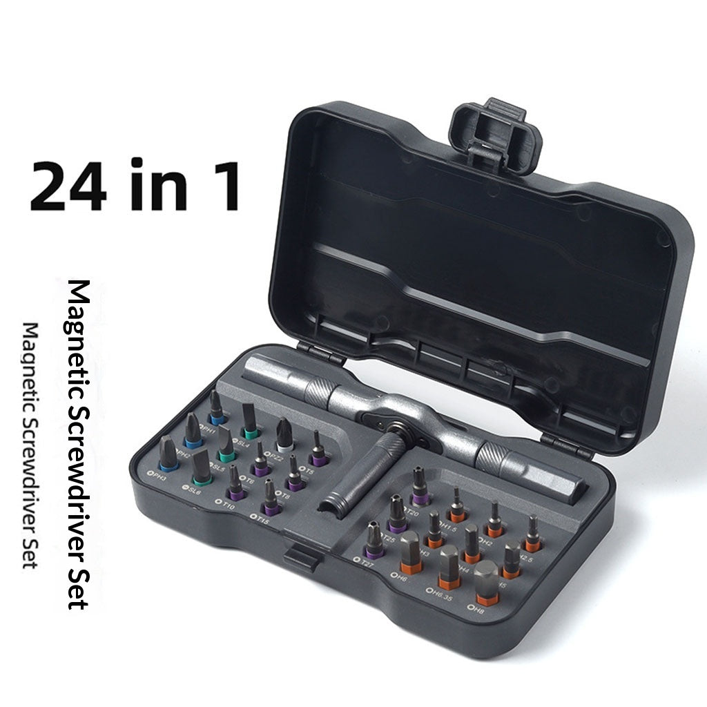 24-in-1 Ratchet Screwdriver Set with T-Handle and Cr-V Steel Blades